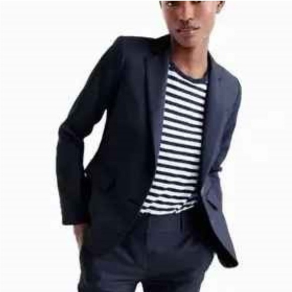 J Crew BI Sretch Blazer Italian Wool B3231 Tollegno 1900 Navy Blue Jacket Sz 6 - Picture 2 of 15